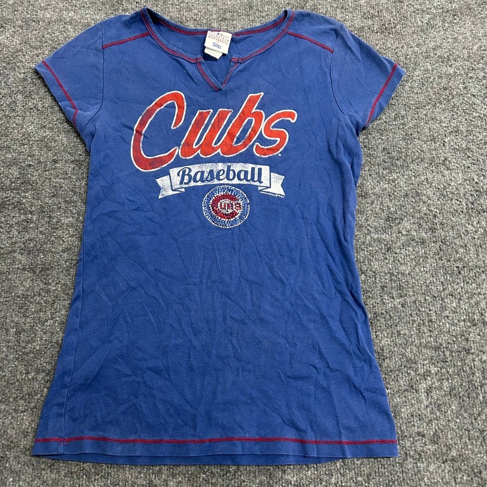Campus Lifestyle T-Shirt Womens Size L Blue Cubs Baseball Cotton Graphic Tee